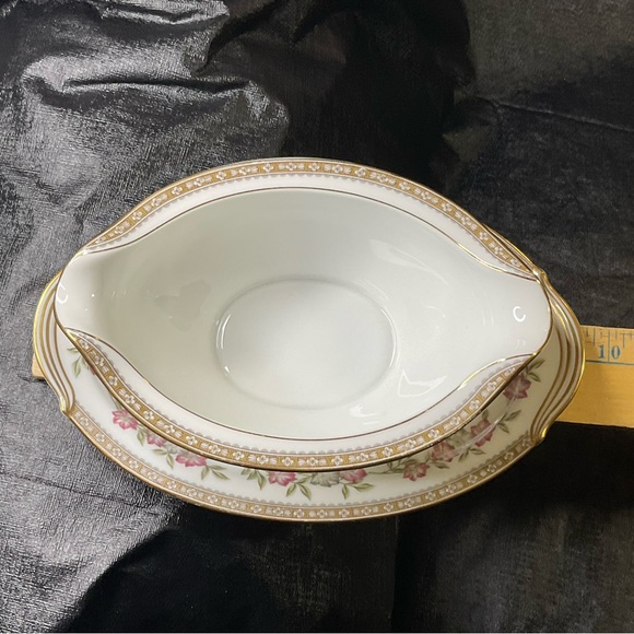 Gravy Boat Bowl With Unberplate Cordell by Noritake China 5408 Japan Gold Trim - Picture 6 of 7